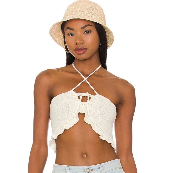 Revolve x More to Come Gracie Crochet Ruffle Top NWOT Size Small - Picture 1 of 3